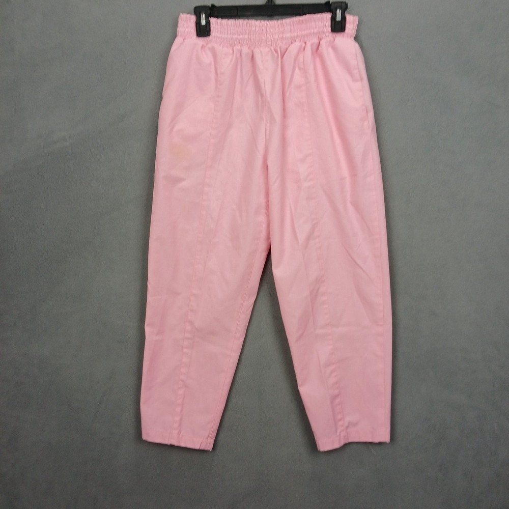 Variations Capri Pants Womens Medium Pink Baggy Fit Tapered Leg Ankle Button
